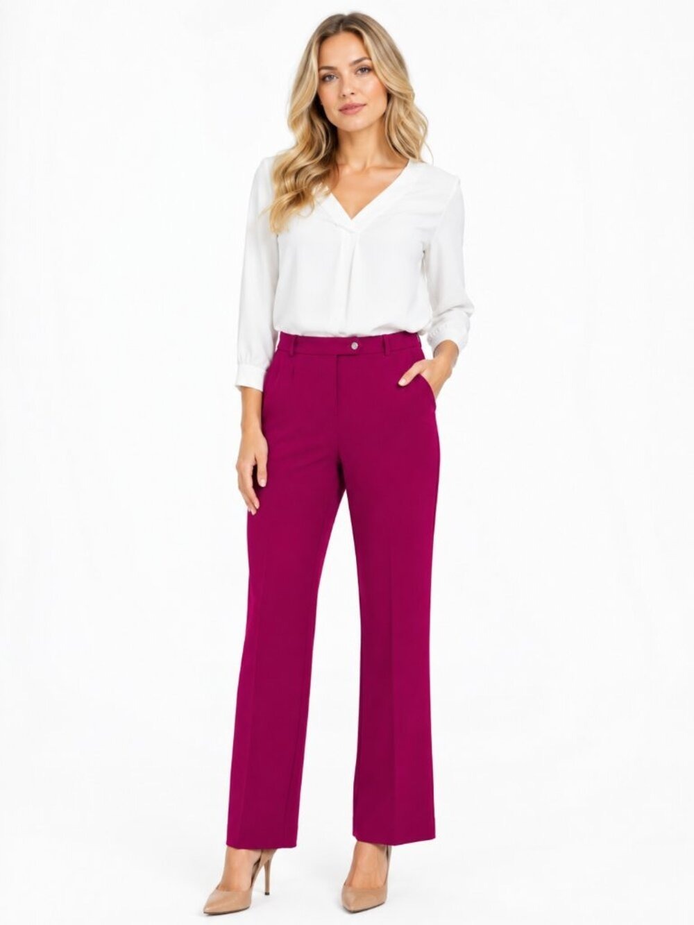 Calvin Klein Magenta Dress Pants 10P • EUC • Tailored Straight Leg Workwear Chic